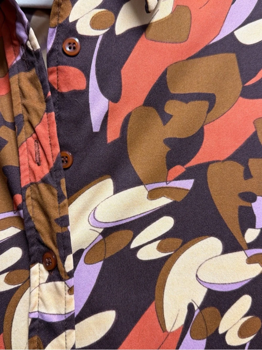 Vintage 70s Disco Psychedelic Button Up Retro Abstract Blouse - Picture 3 of 4